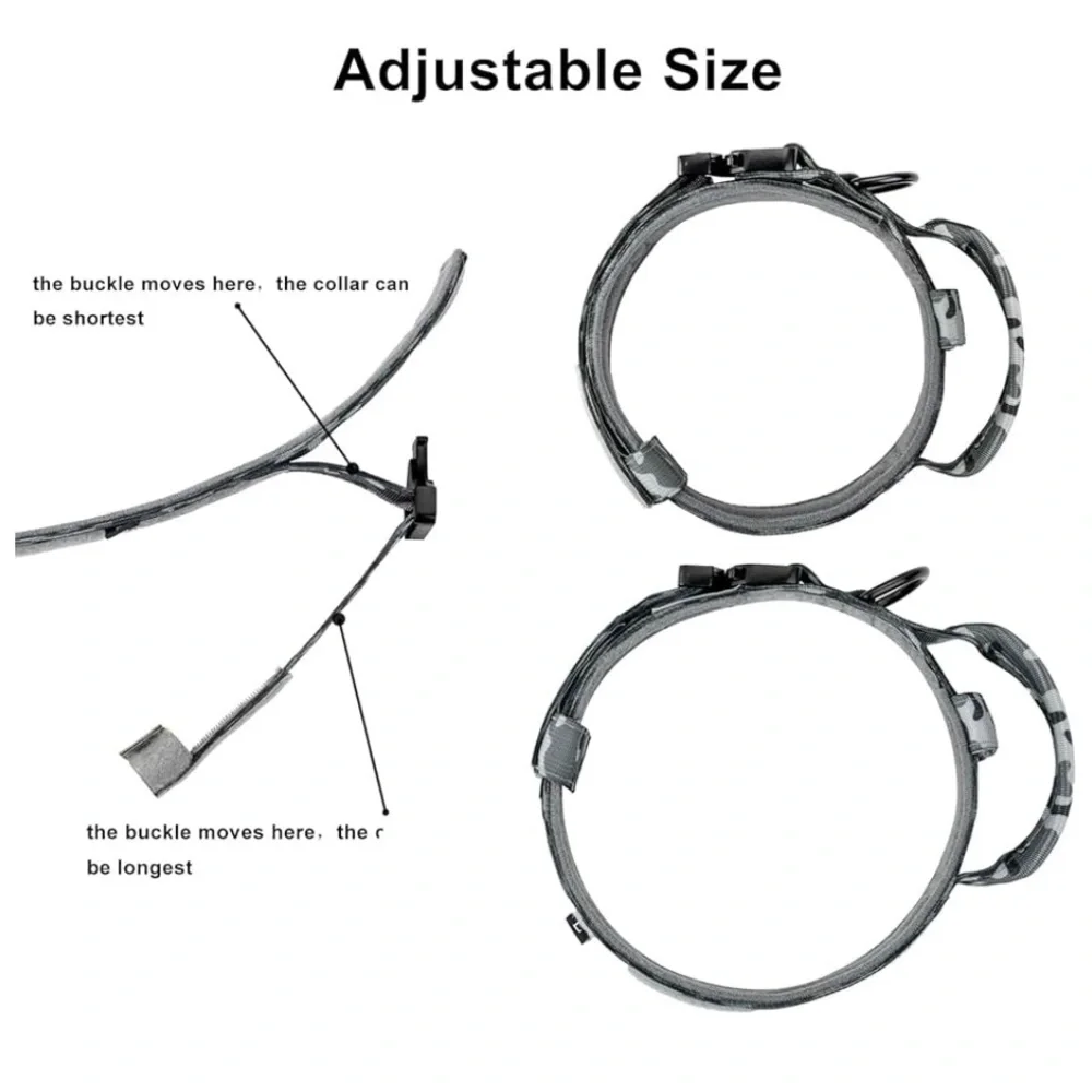 Medium Adjustable Military Training Nylon Dog Collar with Control Handle